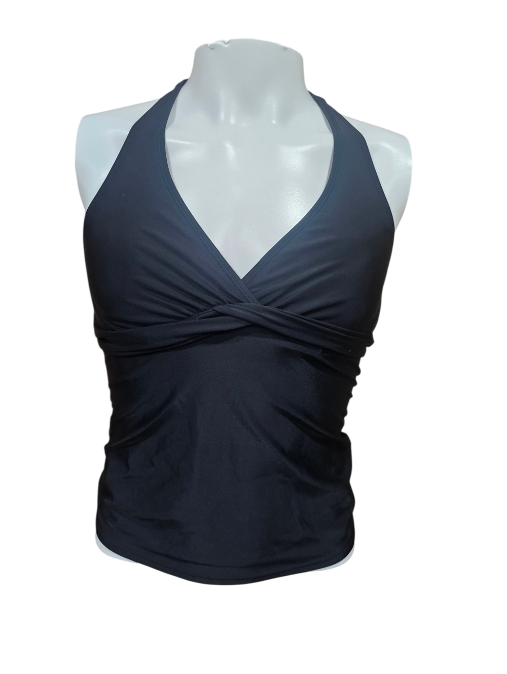 Athleta Black Twist-Front Halter Swim Tank